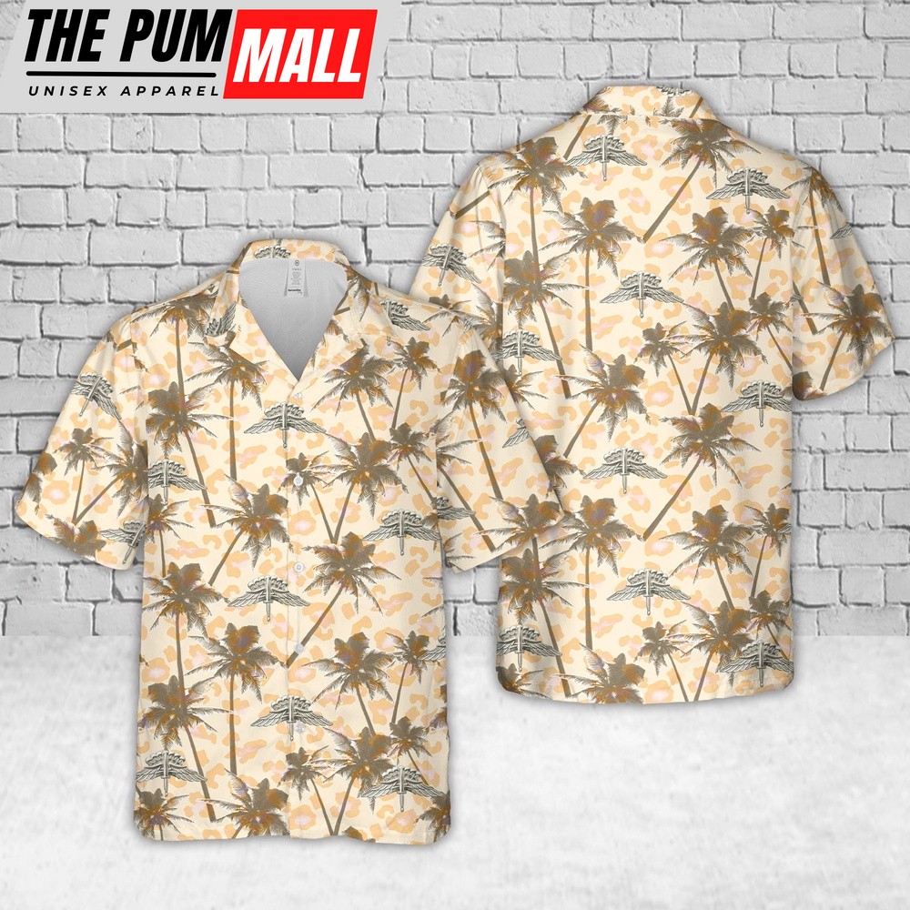 Army Hawaiian Shirt, US Army Military Free Fall Parachutist (Halo Basic) Hawaiian Shirt, Military Aloha Shirt