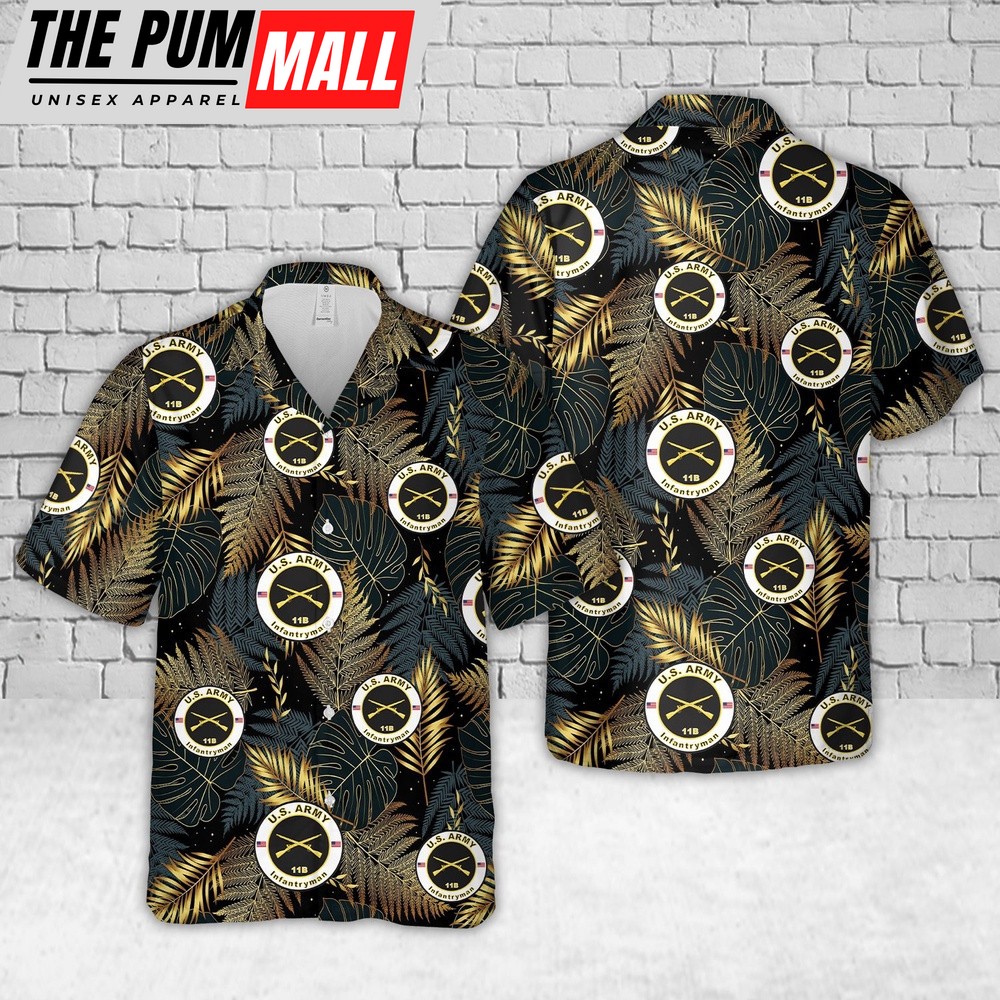 Army Hawaiian Shirt, US Army MOS 11B Infantryman Hawaiian Shirt, Military Aloha Shirt