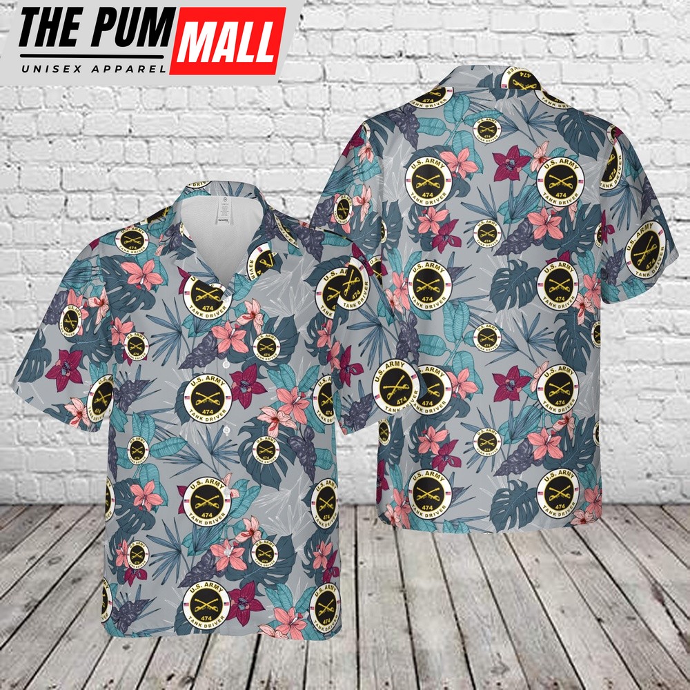 Army Hawaiian Shirt, US Army MOS 474 Tank Driver Hawaiian Shirt, Military Aloha Shirt