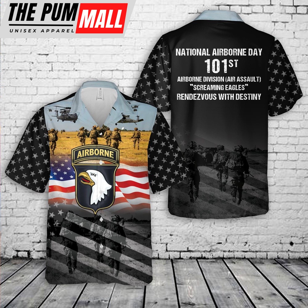 Army Hawaiian Shirt, US Army National Airbone Day 101st Airborne Division Hawaiian Shirt NLSI0606PD03