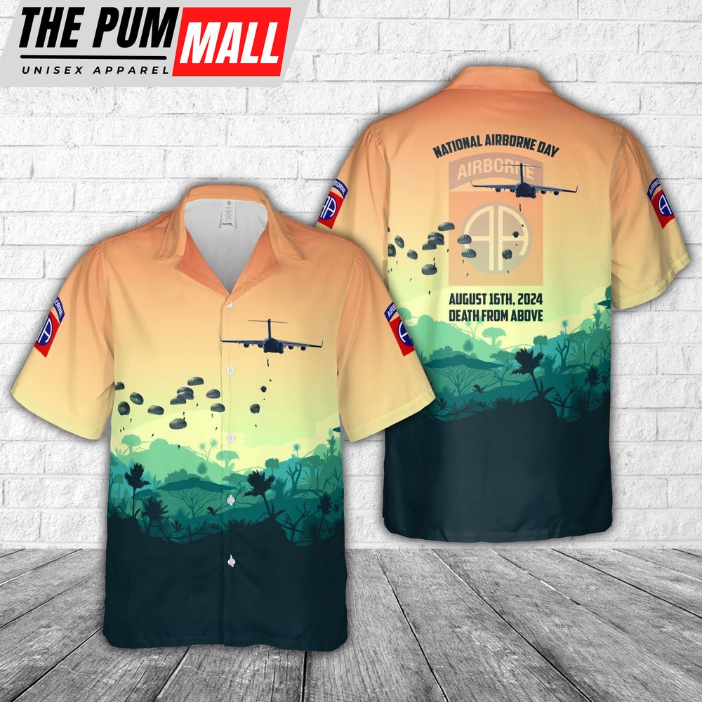 Army Hawaiian Shirt, US Army National Airborne Day 2024, 82nd Airborne Division Hawaiian Shirt, Military Aloha Shirt