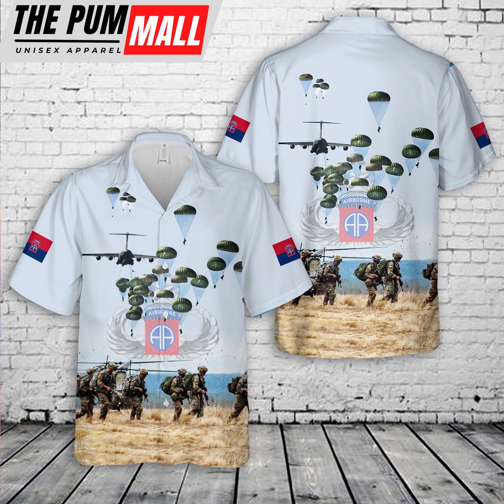 Army Hawaiian Shirt, US Army National Airborne Day, 82nd Airborne Division Hawaiian Shirt, Military Aloha Shirt