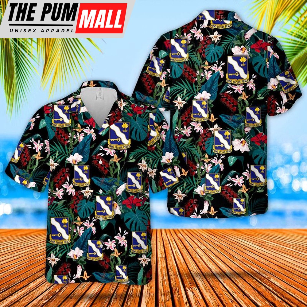Army Hawaiian Shirt, US Army National Guard 143rd Infantry Regiment (Third Texas) Hawaiian Shirt, Military Aloha Shirt