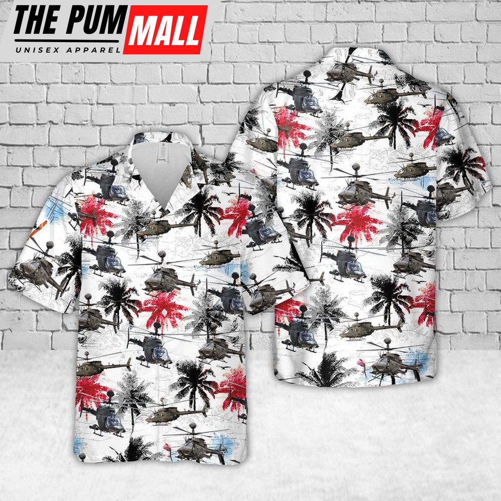 Army Hawaiian Shirt, US Army OH-58D Kiowa Hawaiian Shirt, Military Aloha Shirt