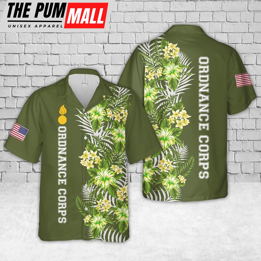 Army Hawaiian Shirt, US Army Ordnance Corps Branch Badge Hawaiian Shirt, Military Aloha Shirt