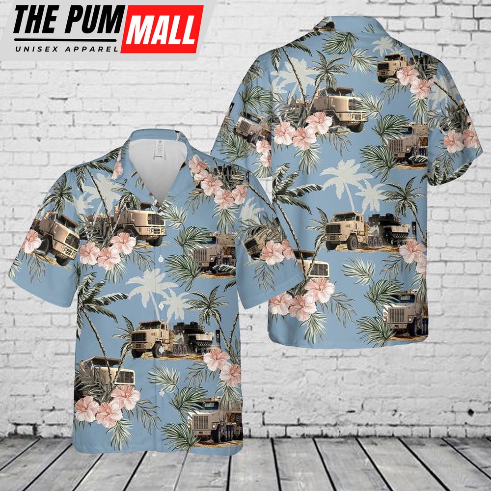 Army Hawaiian Shirt, US Army Oshkosh M1070 (M1070 Combo with M1A1) Hawaiian Shirt, Military Aloha Shirt