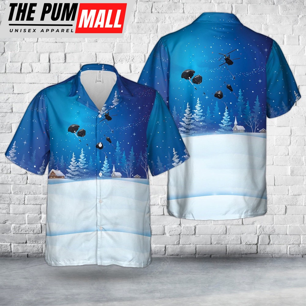 Army Hawaiian Shirt, US Army Paratroopers 12th Combat Aviation Brigade supports 173rd Christmas Hawaiian Shirt