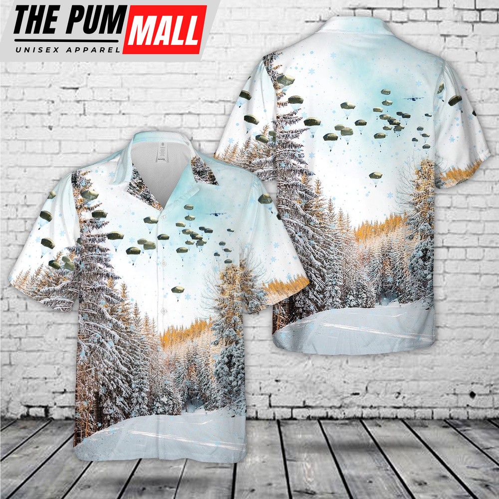 Army Hawaiian Shirt, US Army Paratroopers 1st Squadron (Airborne), 91st Cavalry Regiment Jump Grafenwoehr Training Area Christmas Hawaiian Shirt