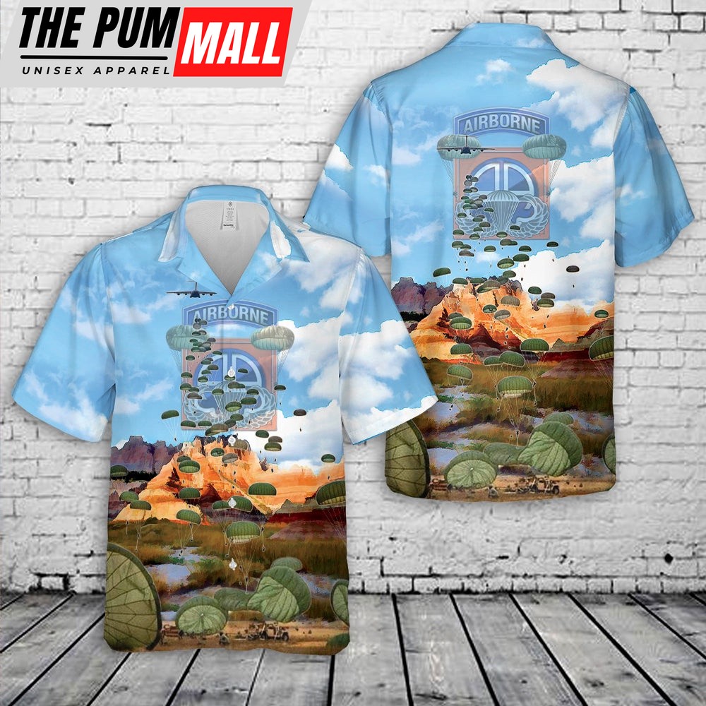 Army Hawaiian Shirt, US Army Paratroopers With The 82nd Airborne Division Parachute Veteran Hawaiian Shirt, Military Aloha Shirt