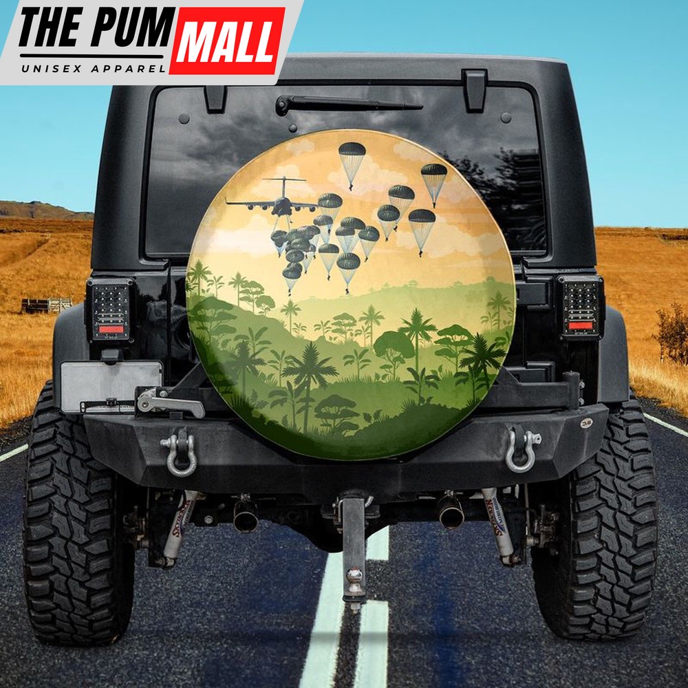 Army Hawaiian Shirt, US Army Paratroopers With The 82nd Airborne Division Parachute Spare Tire Cover, Military Aloha Shirt