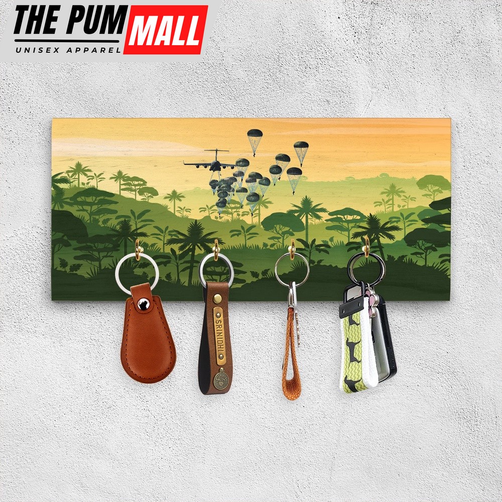 Army Hawaiian Shirt, US Army Paratroopers With The 82nd Airborne Division Parachute Wood Key Holder, Military Aloha Shirt