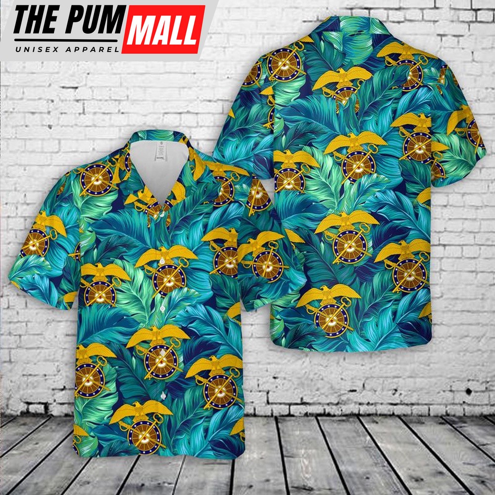 Army Hawaiian Shirt, US Army Quartermaster Officers Hawaiian Shirt, Military Aloha Shirt