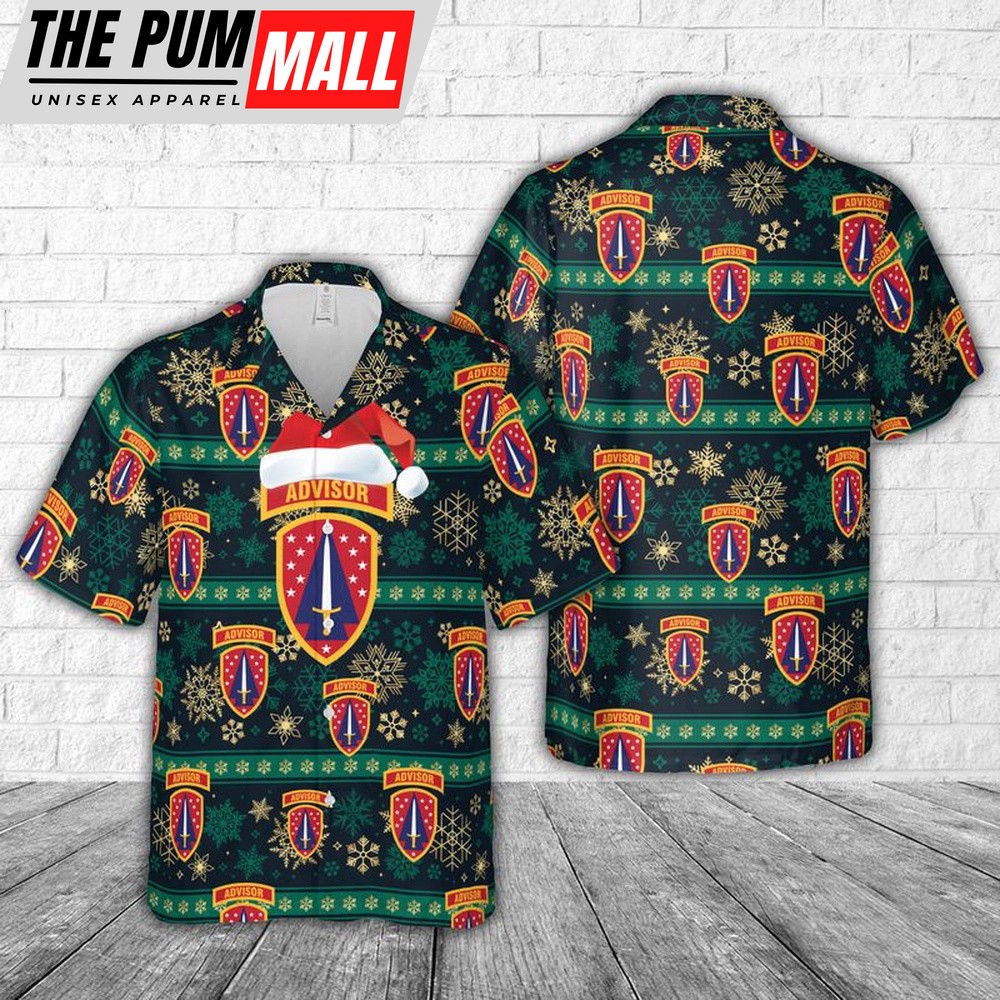 Army Hawaiian Shirt, US Army Security Force Assistance Brigade Christmas Hawaiian Shirt, Military Aloha Shirt