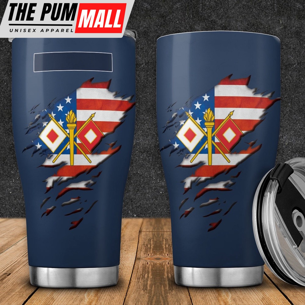 Army Hawaiian Shirt, US Army Signal Corps Branch Badge Stainless Tumbler, Military Aloha Shirt