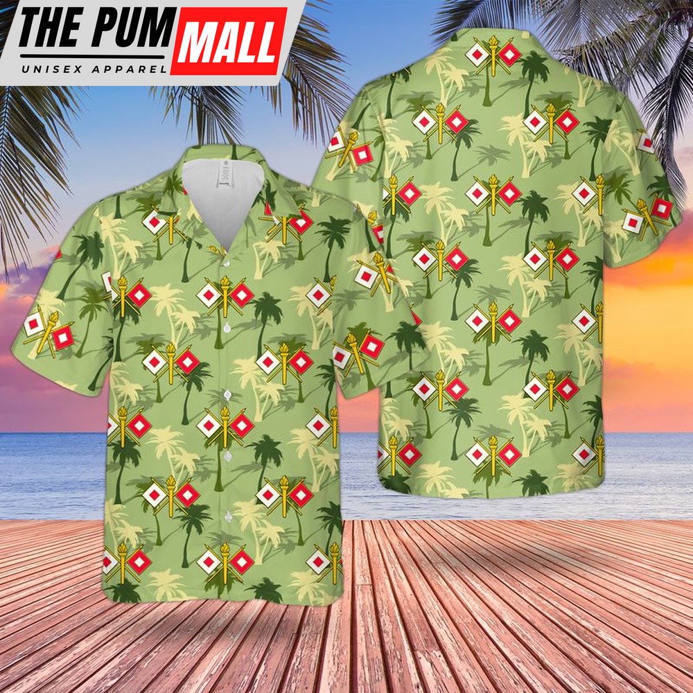 Army Hawaiian Shirt, US Army Signal Corps (USASC) Branch Insignia Hawaiian Shirt, Military Aloha Shirt