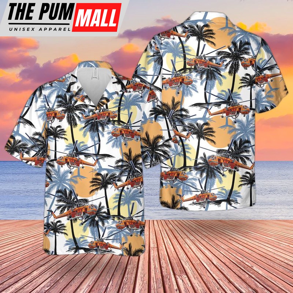 Army Hawaiian Shirt, US Army Sikorsky S-64 Skycrane Helicopter Hawaiian Shirt, Military Aloha Shirt