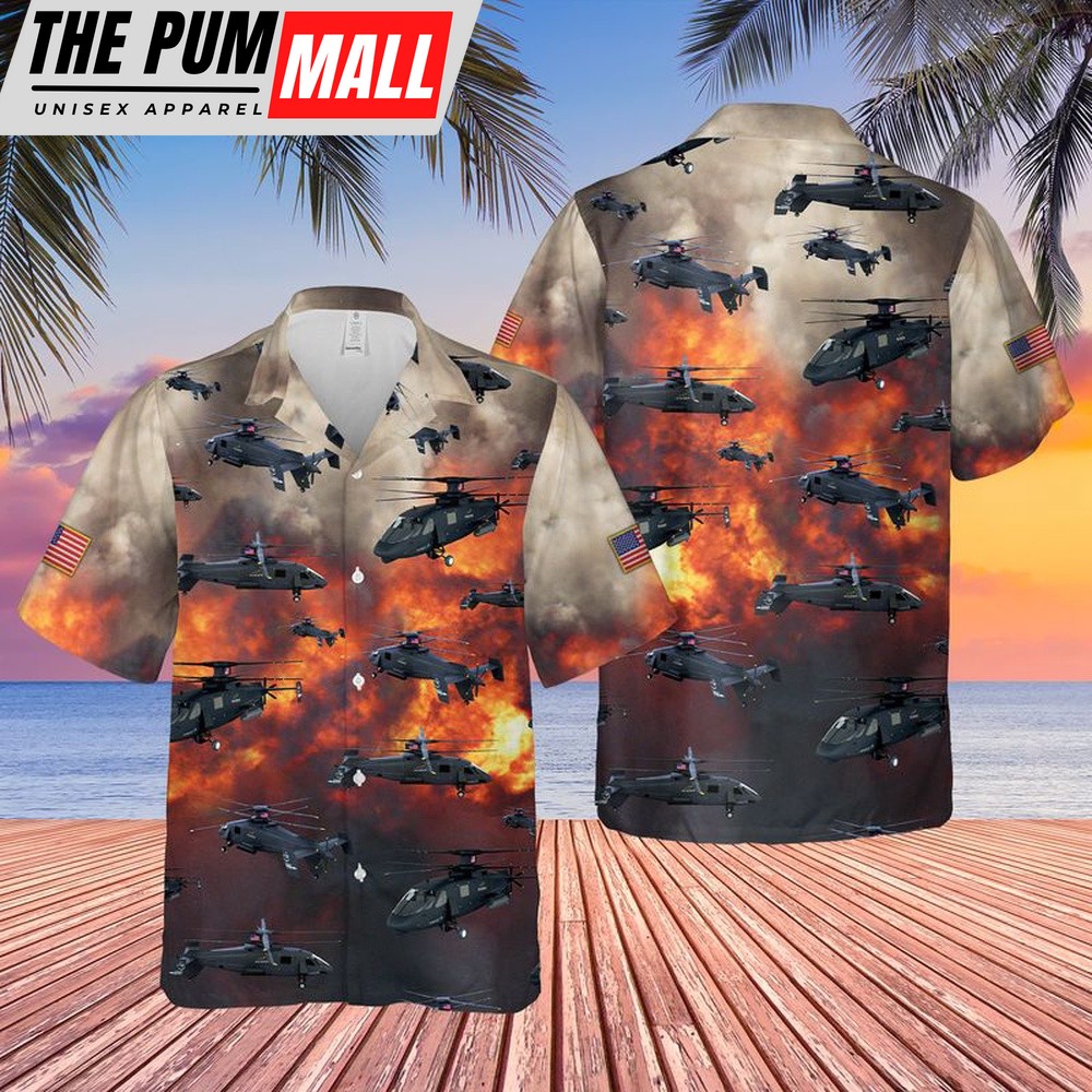 Army Hawaiian Shirt, US Army Sikorsky S-97 Raider Hawaiian Shirt, Military Aloha Shirt