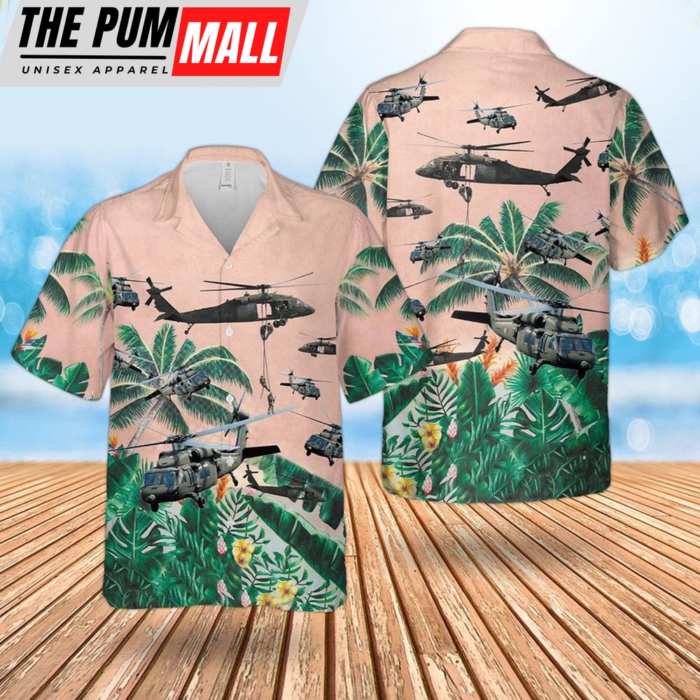 Army Hawaiian Shirt, US Army Sikorsky UH-60 Black Hawk Hawaiian Shirt, Military Aloha Shirt
