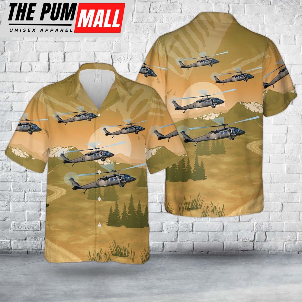 Army Hawaiian Shirt, US Army Sikorsky UH-60A Black Hawk (S-70A) Hawaiian Shirt, Military Aloha Shirt