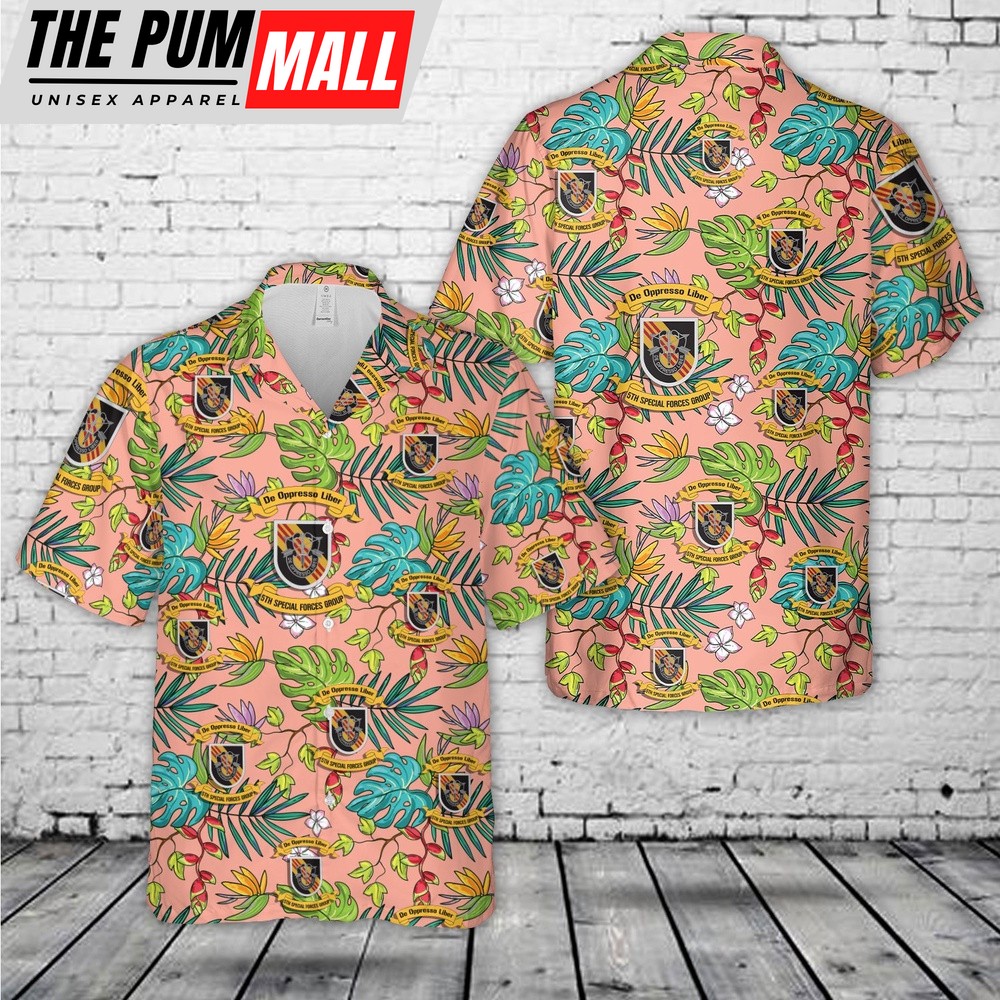 Army Hawaiian Shirt, US Army Special 5th Special Forces Group (5th SFG)(A) Hawaiian Shirt, Military Aloha Shirt