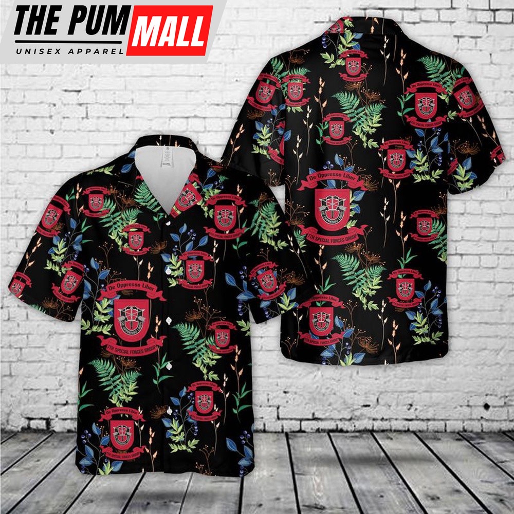 Army Hawaiian Shirt, US Army Special 7th Special Forces Group (7th SFG)(A) Hawaiian Shirt, Military Aloha Shirt