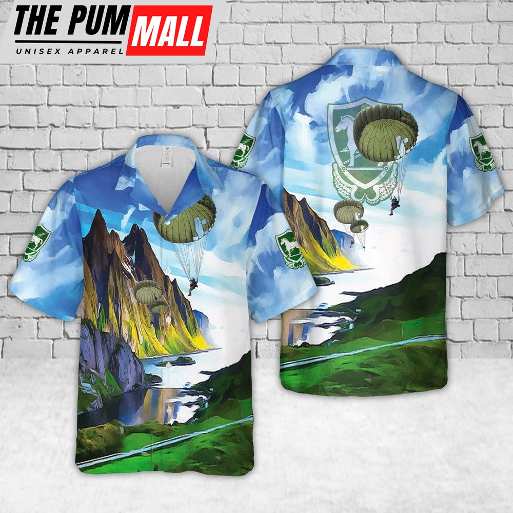 Army Hawaiian Shirt, US Army Special Forces 10th Special Forces Group (Airborne) (10th SFG (A)) Parachute Hawaiian Shirt