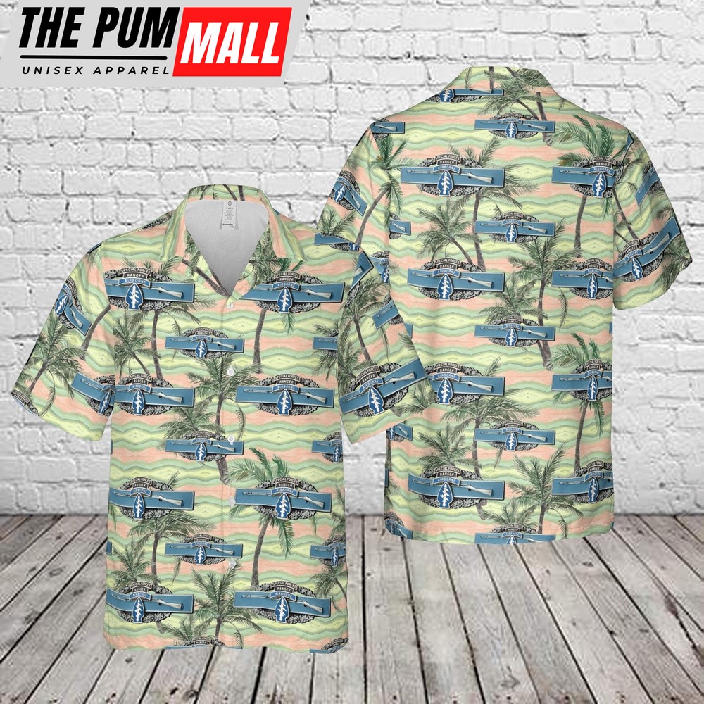 Army Hawaiian Shirt, US Army Special Forces Combat Infantry Ranger Airborne Badge Army CIB Hawaiian Shirt, Military Aloha Shirt