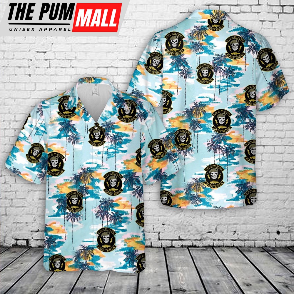 Army Hawaiian Shirt, US Army Special Forces D Coy 1st Bn 5th SFG (Ghost Recon) Hawaiian Shirt, Military Aloha Shirt