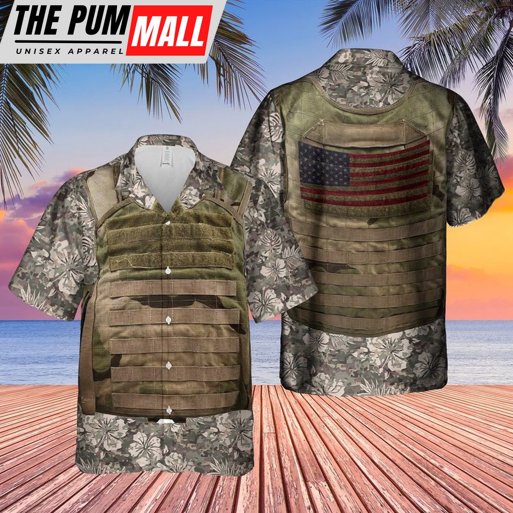 Army Hawaiian Shirt, US Army Tactical Vest Hawaiian Shirt, Military Aloha Shirt