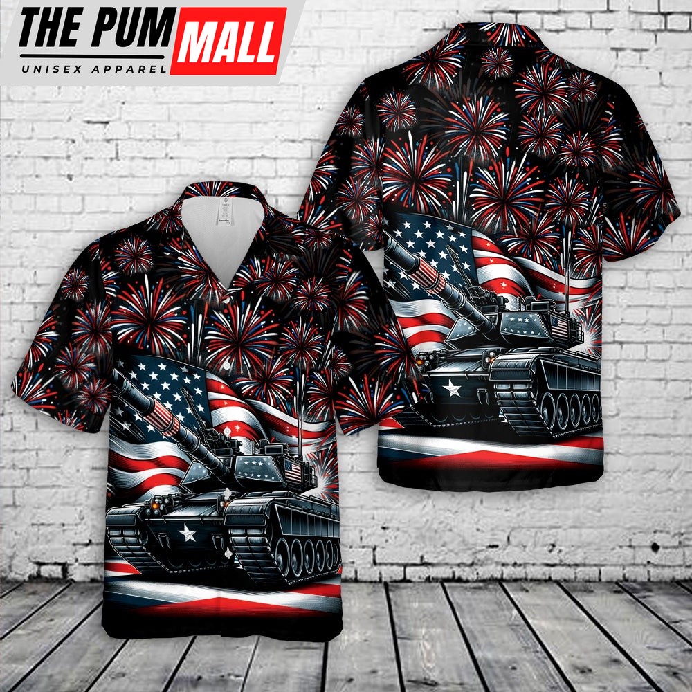 Army Hawaiian Shirt, US Army Tank, 4th Of July Hawaiian Shirt, Military Aloha Shirt