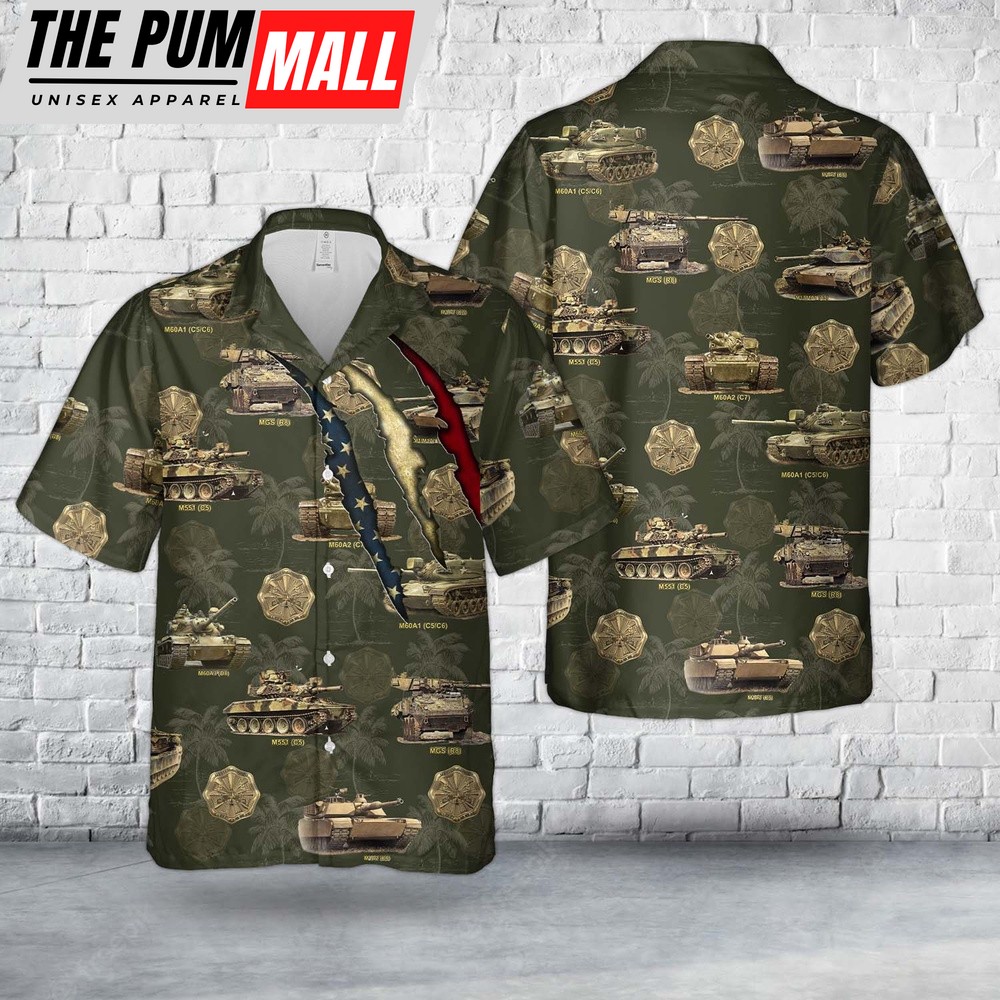 Army Hawaiian Shirt, US Army Tank M60 Master Gunner Hawaiian Shirt, Military Aloha Shirt