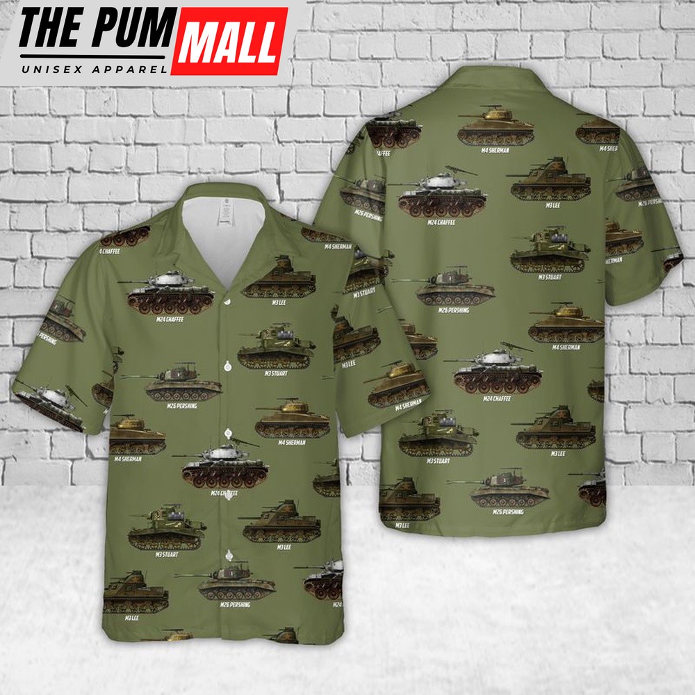 Army Hawaiian Shirt, US Army Tank Of WWII Hawaiian Shirt, Military Aloha Shirt