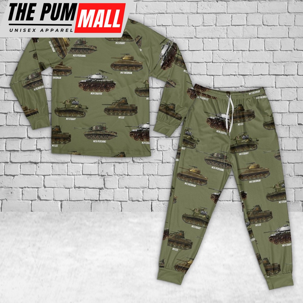 Army Hawaiian Shirt, US Army Tank Of WWII Kid Raglan Pajamas Set, Military Aloha Shirt