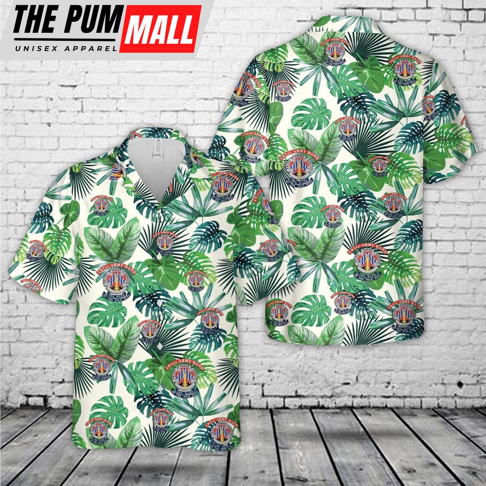 Army Hawaiian Shirt, US Army The 191st Army Band, Band of the Wild West Hawaiian Shirt, Military Aloha Shirt