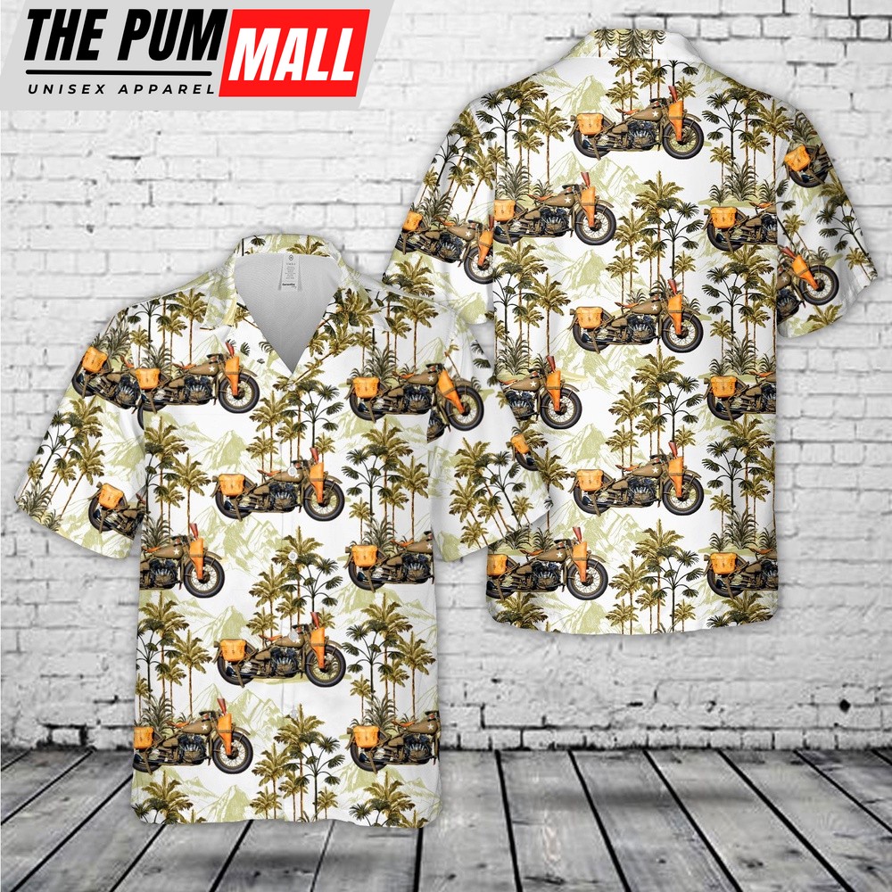 Army Hawaiian Shirt, US Army The Liberator WLA 1942 Great Motorcycle Hawaiian Shirt, Military Aloha Shirt