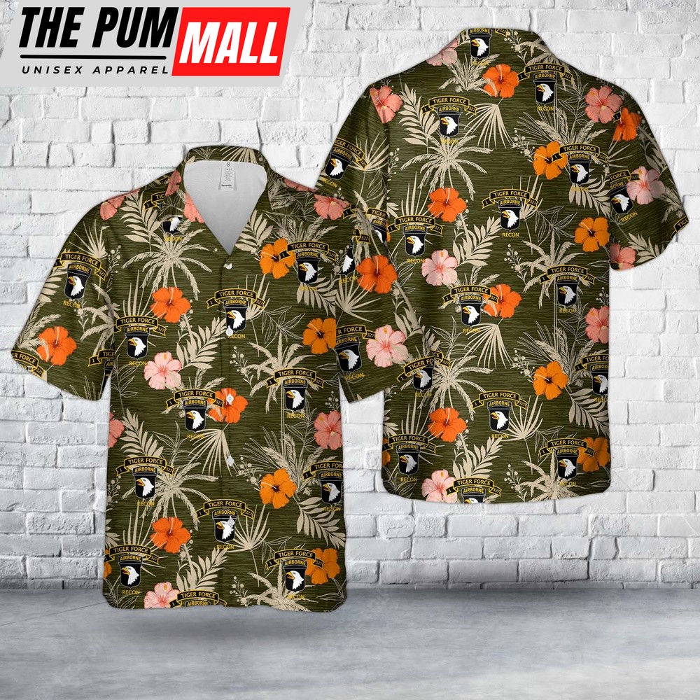 Army Hawaiian Shirt, US Army Tiger Force of 101st Airborne Division Hawaiian Shirt, Military Aloha Shirt