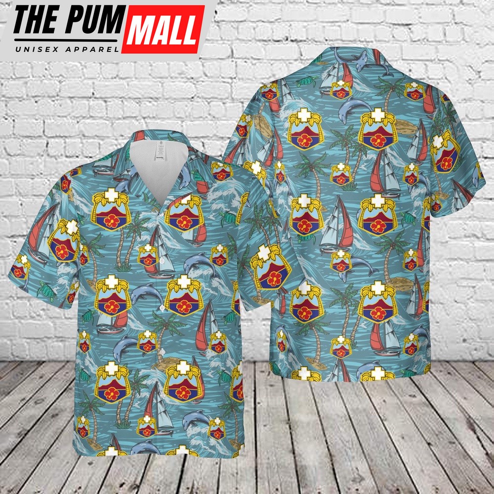 Army Hawaiian Shirt, US Army Tripler Army Medical Center (TAMC) Hawaiian Shirt, Military Aloha Shirt