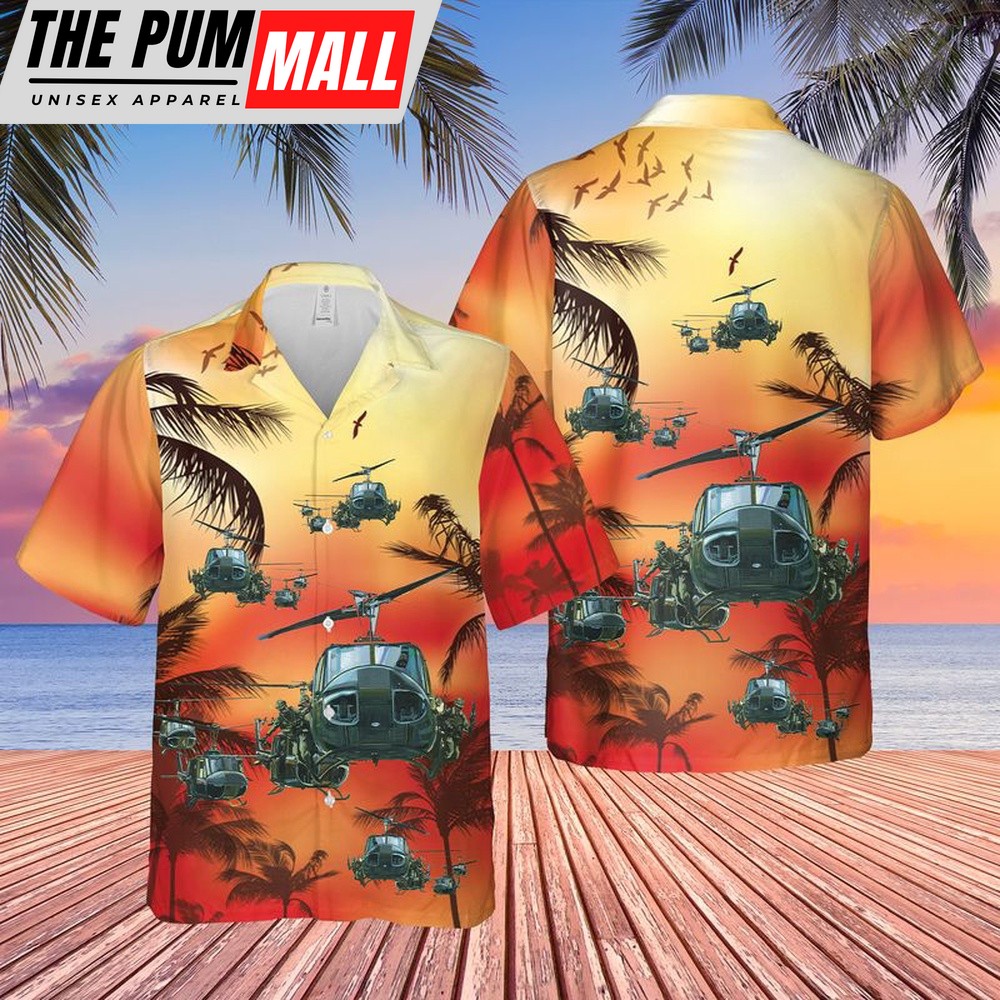 Army Hawaiian Shirt, US Army UH-1 Huey Hawaiian Shirt, Military Aloha Shirt