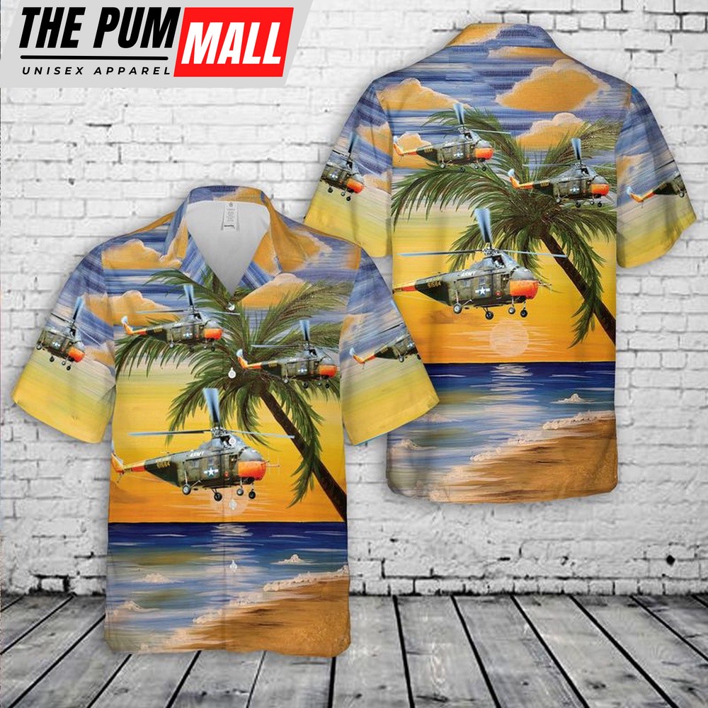 Army Hawaiian Shirt, US Army UH-19D Chickasaw Hawaiian Shirt, Military Aloha Shirt