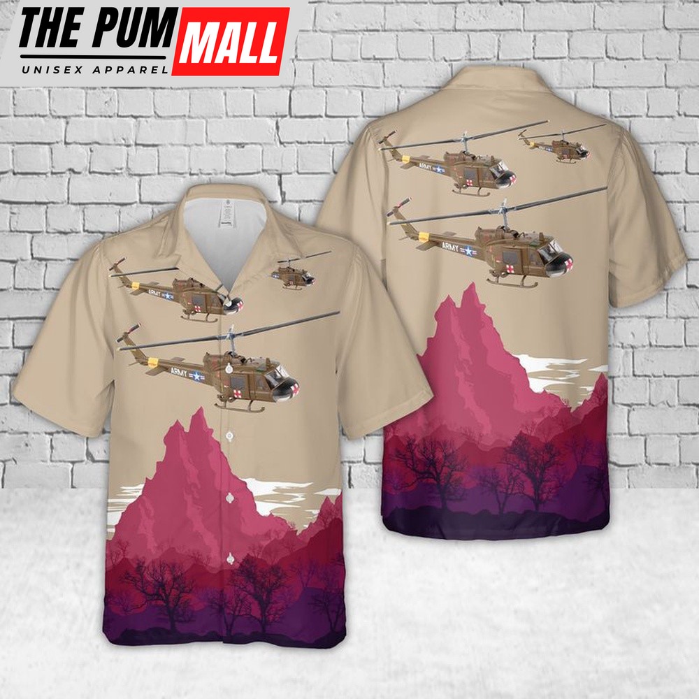 Army Hawaiian Shirt, US Army UH-1C Huey Medevac Hawaiian Shirt, Military Aloha Shirt