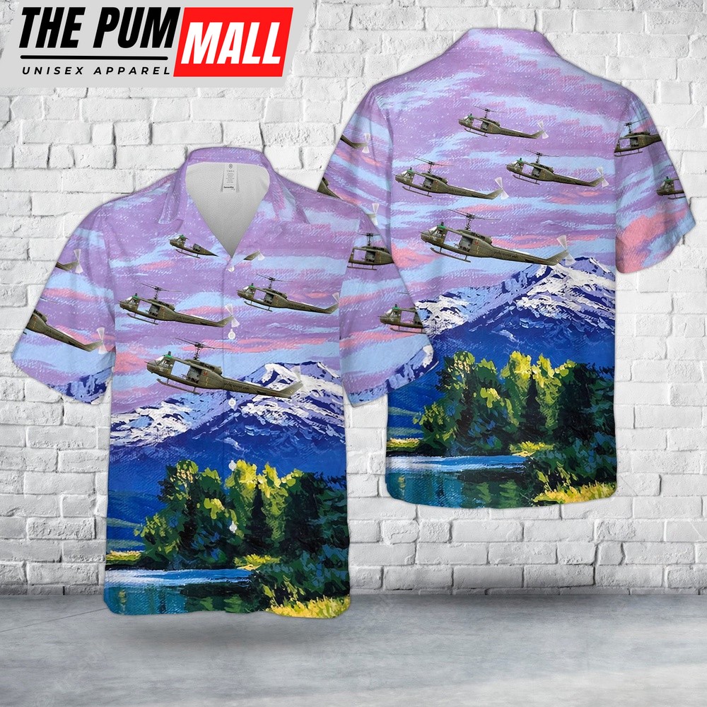 Army Hawaiian Shirt, US Army UH-1D “Iroquois 1st Cavalry Division (Airmobile), 229th Aviation Battalion, “A” Company Vietnam, 1965 Hawaiian Shirt