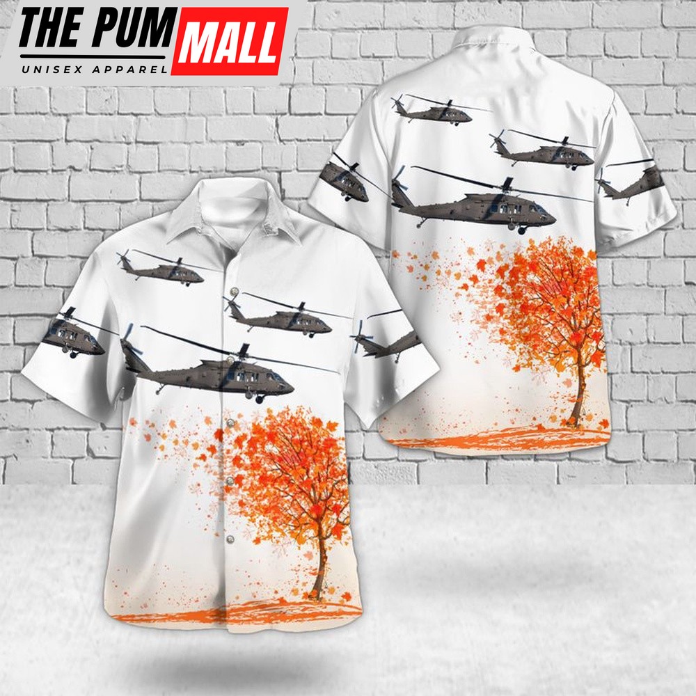 Army Hawaiian Shirt, US Army UH-60 Black Hawk Autumn Season Hawaiian Shirt, Military Aloha Shirt