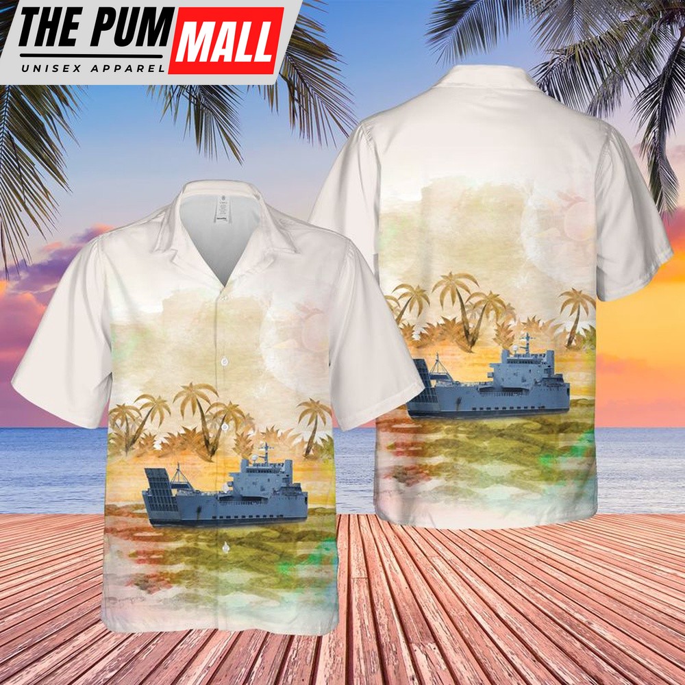 Army Hawaiian Shirt, US Army USAV Malvern Hill (LCU 2025) Of The Runnymede-class Large Landing Craft Hawaiian Shirt