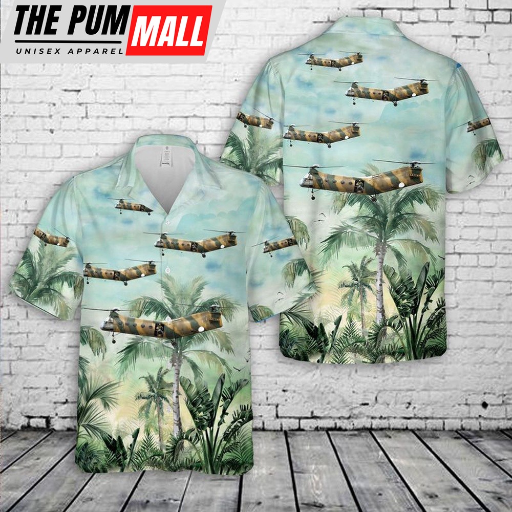 Army Hawaiian Shirt, US Army Vietnam Era H-21C Shawnee Hawaiian Shirt, Military Aloha Shirt