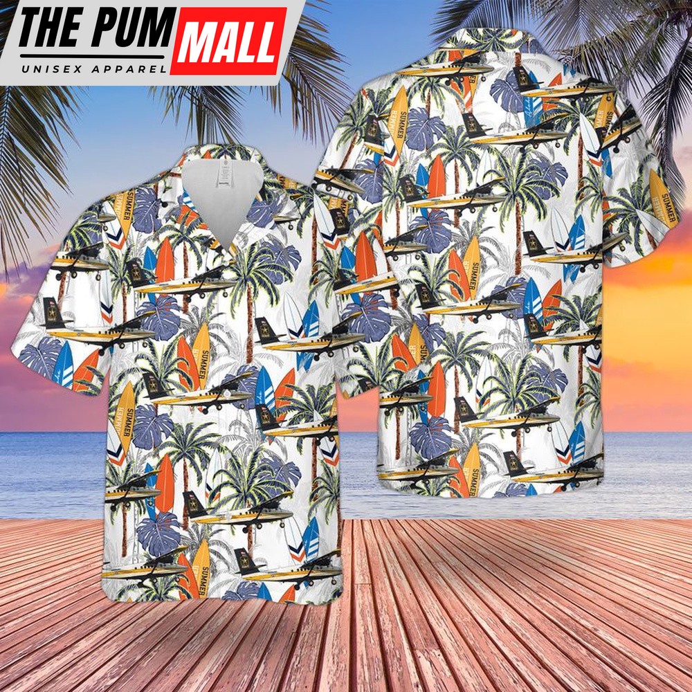 Army Hawaiian Shirt, US Army Viking UV-18C Twin Otter Hawaiian Shirt, Military Aloha Shirt