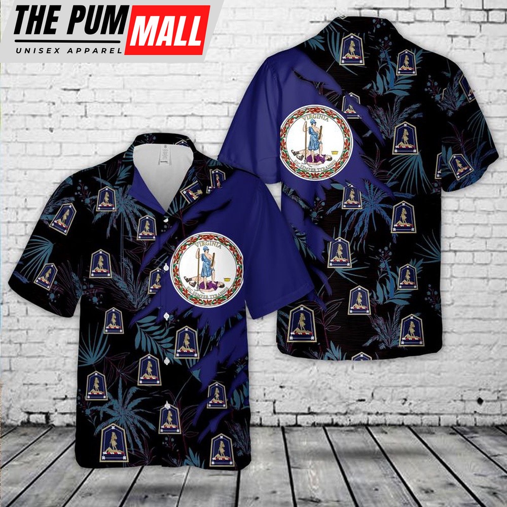 Army Hawaiian Shirt, US Army Virginia Army National Guard Hawaiian Shirt, Military Aloha Shirt