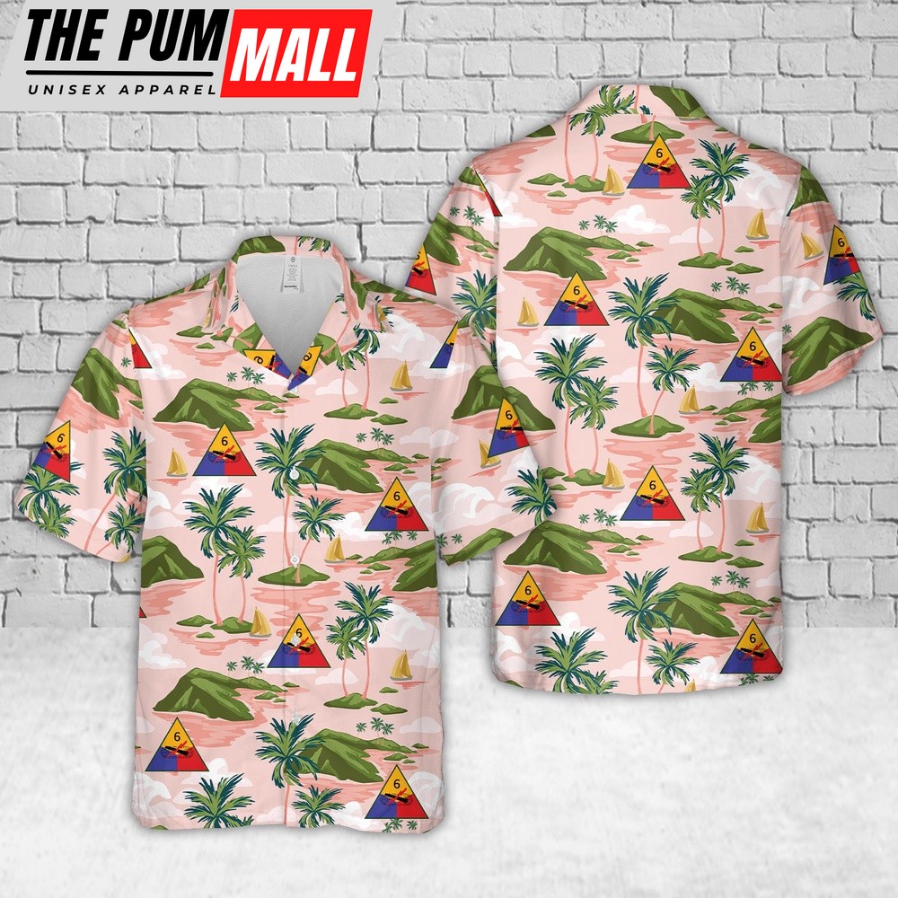 Army Hawaiian Shirt, WWII US Army 6th Armored Division Hawaiian Shirt, Military Aloha Shirt