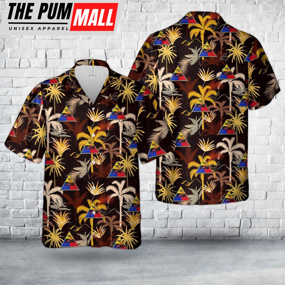 Army Hawaiian Shirt, WWII US Army 761st Armor Tank Regiment Hawaiian Shirt, Military Aloha Shirt