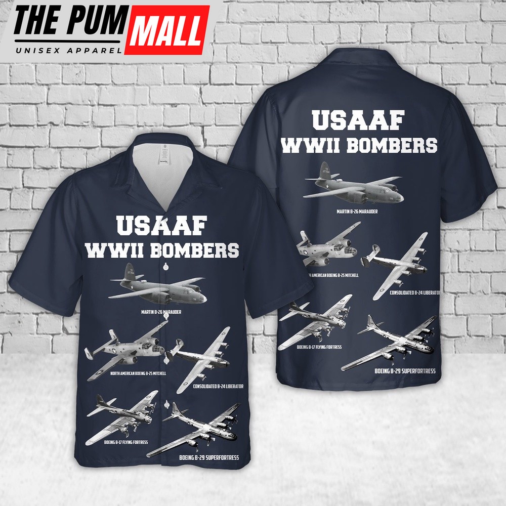 Army Hawaiian Shirt, WWII US Army Air Force Heavy Bombers Hawaiian Shirt, Military Aloha Shirt