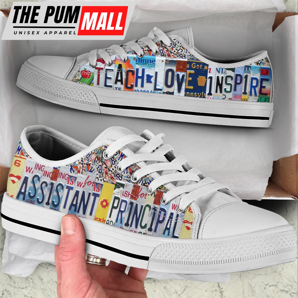Assistant Principal Inspire License Plates Low Top Shoes – Best Gift For Teacher – School Shoes Malalan
